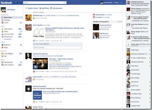 New Facebook interface