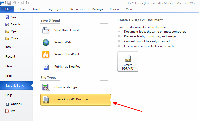 Save Microsoft office File as PDF