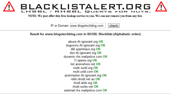 Test if your IP or DOMAIN is blacklisted in a spamdatabase